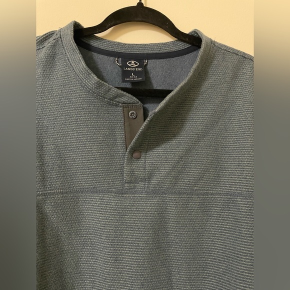 Land’s End Light Blue‎ Fleece Lined Button-Collar Sweater - L - Picture 4 of 9
